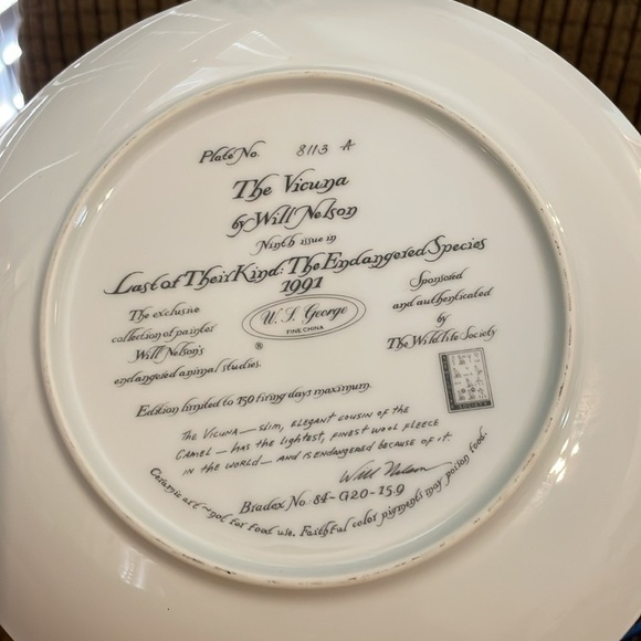 The Vicuña Will Nelson Vintage Last of Their Kind: The Endangered Species Plate - Picture 5 of 15